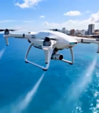 无人机飞越海滨城市上空13026#横屏 