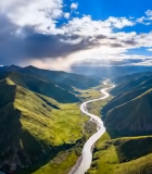 高原河谷自然风光全景6536#横屏 