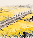 高铁穿行油菜花田12931#横屏 
