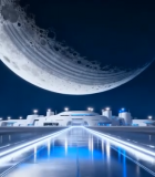 未来感太空基地与巨大月球14602#横屏 