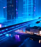 未来科技感城市夜景俯瞰1759#横屏 