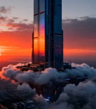 未来感悬浮高楼日出景观12503#横屏 