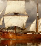 港口停泊的古典帆船4246#横屏 