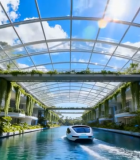 未来风格水上建筑与行驶车辆6481#横屏 