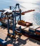 	 港口无人机航拍集装箱货船14676#横屏 