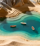 微缩景观湖泊与小船506#横屏 