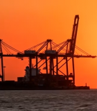 港口码头日落货运场景12793#横屏 