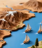 微缩景观山川河流帆船场景2251#横屏 