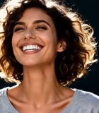 微笑短发女子特写3484#横屏 