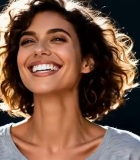 微笑短发女子特写3484#横屏 