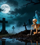 万圣节墓地幽灵骷髅场景3571#横屏 