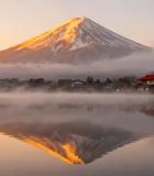 富士山湖畔日出自然风光14983#横屏 