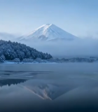 富士山雪景湖面倒影(1)10969#横屏 