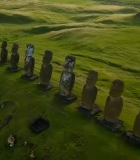 复活节岛巨石像俯瞰全景1338#横屏 