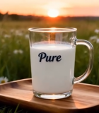 田野中木托盘上的一杯牛奶12946#横屏 