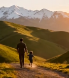 父子户外山间漫步11335#横屏 