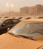 停车场汽车遭遇沙尘暴71#横屏 