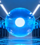 服务器机房中的科技球体特效3575#横屏 