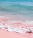 粉红色沙滩海浪实拍素材11950#横屏 