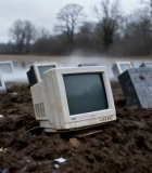 田野中废旧电视机堆积场景4789#横屏 