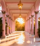 粉色别墅长廊景观素材11633#横屏 