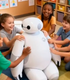 儿童与机器人互动场景3522#横屏 