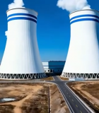 发电厂冷却塔全景航拍6743#横屏 