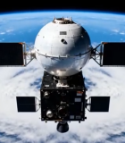 太空中的卫星与地球背景8478#横屏 