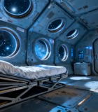 太空空间站内的床铺场景8486#横屏 