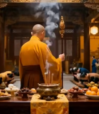 寺庙内和尚主持宗教仪式4676#横屏 