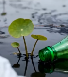 水域中漂浮的塑料瓶和塑料袋12891#横屏 