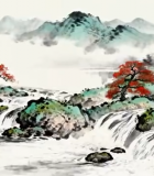 水墨山水国画风景素材11185#横屏 