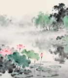 水墨荷塘古风风景13657#横屏 