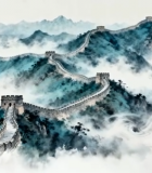 水墨风格中国长城风景9876#横屏 