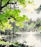 水墨山水自然风景画面7372#横屏 