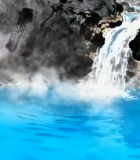 水墨风格瀑布流水景观13519#横屏 