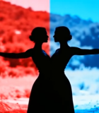 双舞者剪影表演画面11425#横屏 