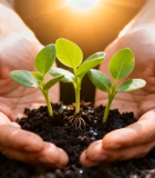 双手呵护幼苗生长素材2969#横屏 