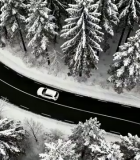 冬季森林公路行驶的汽车8639#横屏 