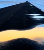 冬季道路雪景与天空倒影4386#横屏 