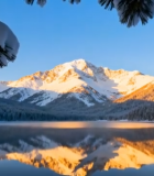 冬季雪山森林湖泊风光6605#横屏 