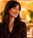 室内微笑女人宴会场景12225#横屏 