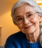 室内微笑的白发老人1889#横屏 