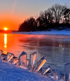 冬季河流日落雪景风光11849#横屏 