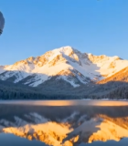 冬季雪山湖泊森林自然风光12461#横屏 