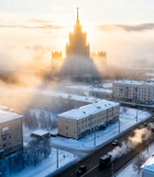 冬日城市建筑鸟瞰景观111#横屏 