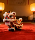 室内红地毯上的舞狮玩偶12973#横屏 
