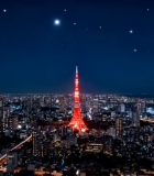 东京塔夜景鸟瞰全景3133#横屏 