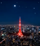	 东京塔夜景鸟瞰全景3133#横屏 