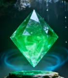 洞穴中悬浮的绿色菱形宝石6897#横屏 